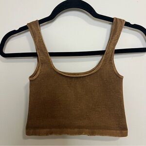 FP Movement by Free People Brown Ribbed Crop Top